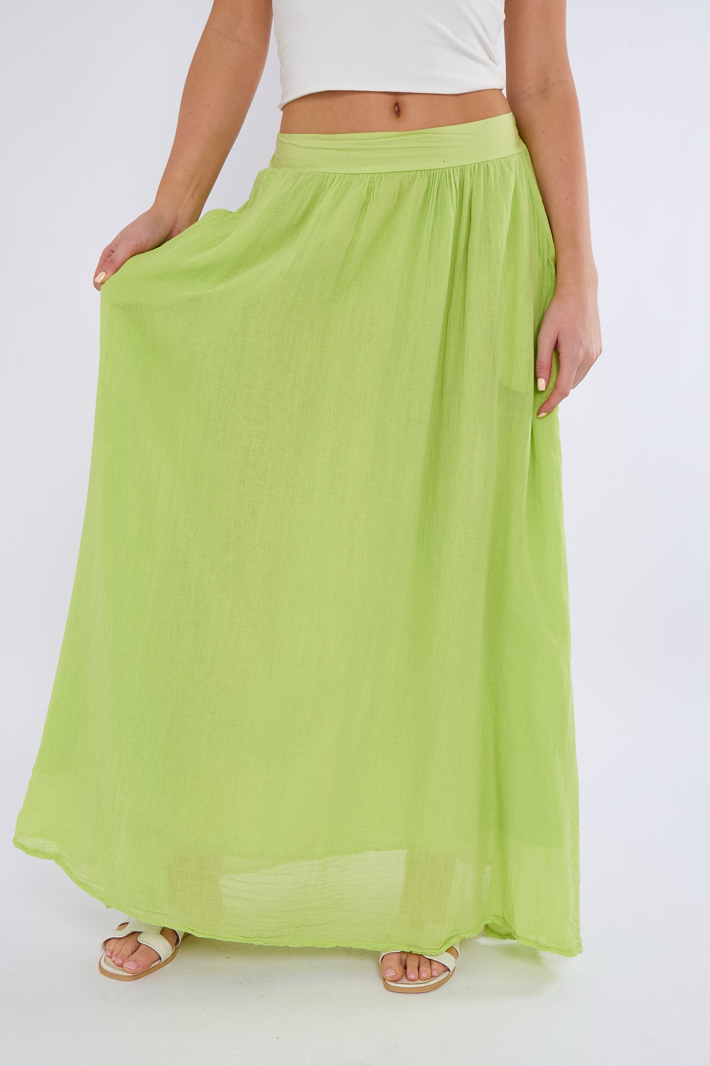 FULLY LINED ELASTICATED WAIST SIDE POCKETS COTTON SKIRTS