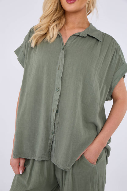 FULLY LINED HALF SLEEVE COTTON SHIRT
