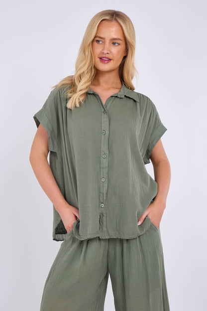 FULLY LINED HALF SLEEVE COTTON SHIRT