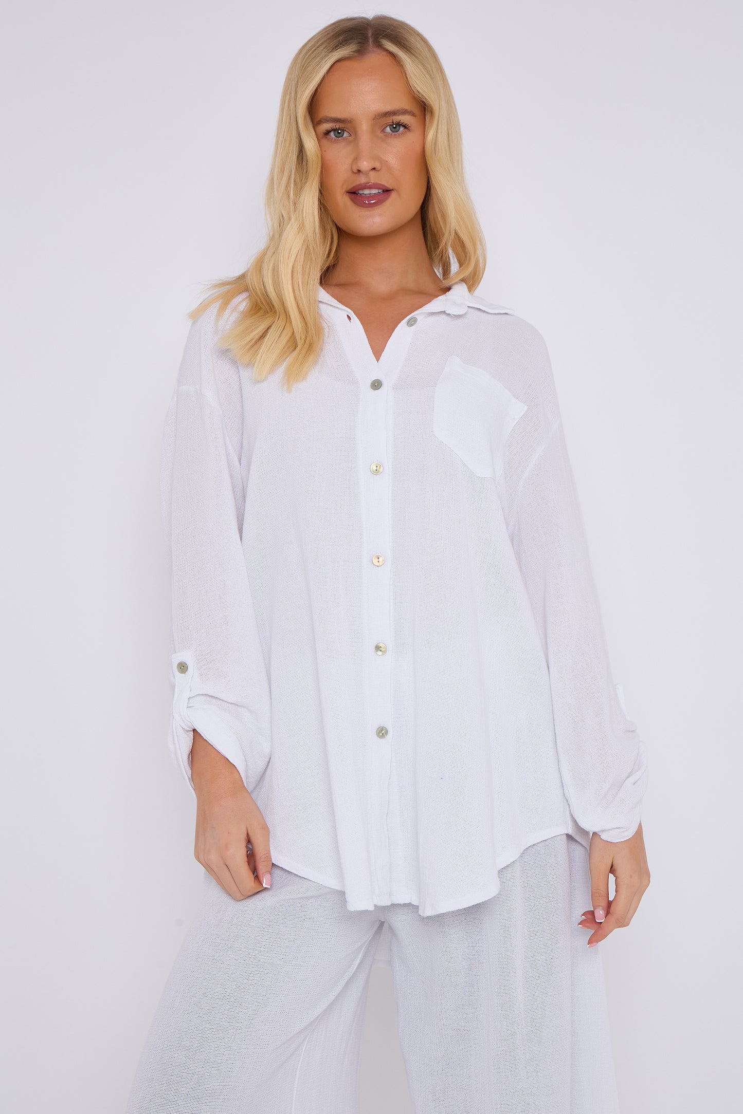 WASHED LINEN  ONE POCKET SHIRT