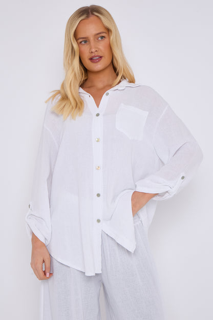 WASHED LINEN  ONE POCKET SHIRT