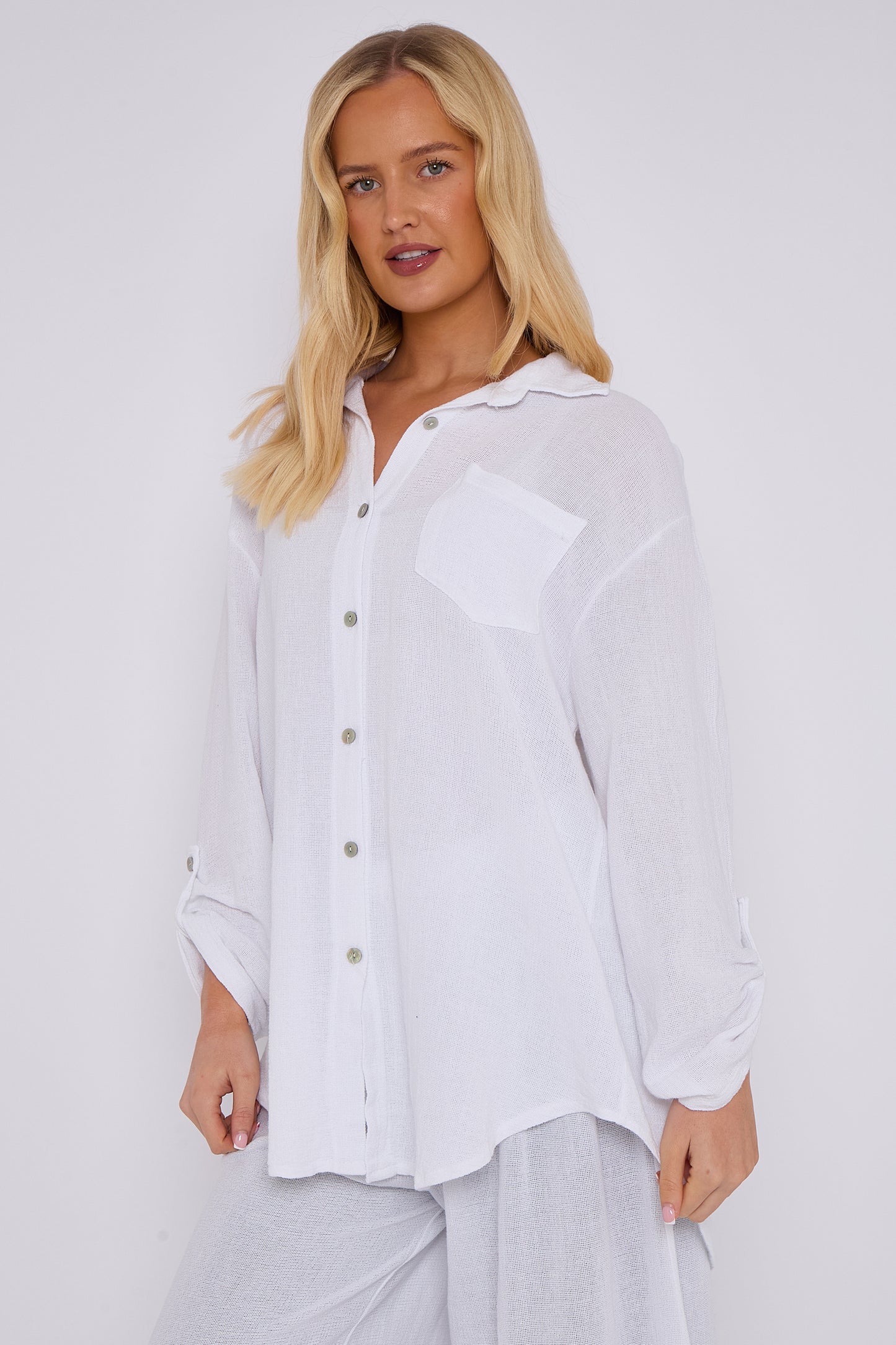 WASHED LINEN  ONE POCKET SHIRT