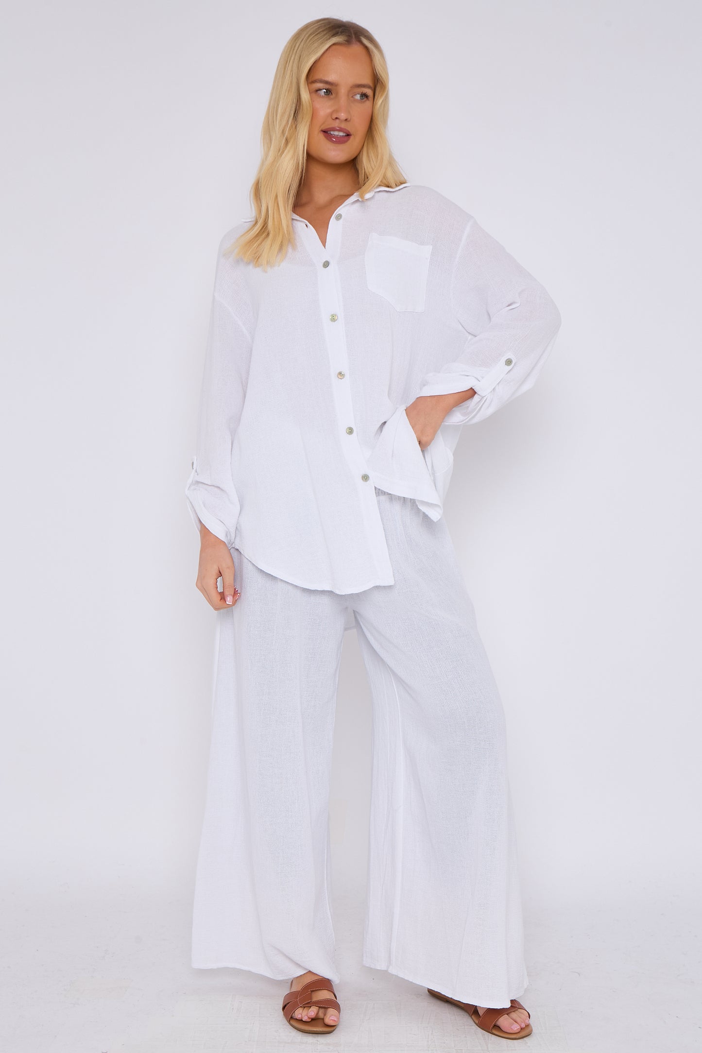 WASHED LINEN  ONE POCKET SHIRT