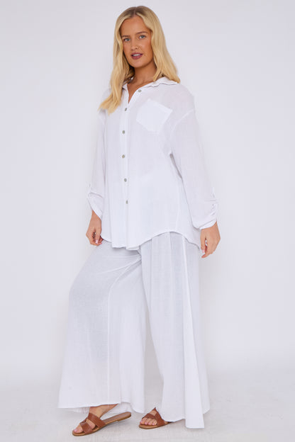 WASHED LINEN  ONE POCKET SHIRT