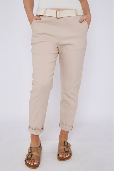 PLAIN BELTED ELASTICATED WAIST MAGIC TROUSERS
