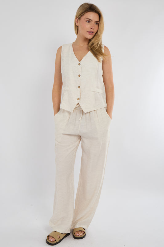 FINE LINEN MIX WAISTCOAT