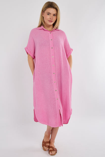 WASHED LINEN BUTTON THROUGH DRESS