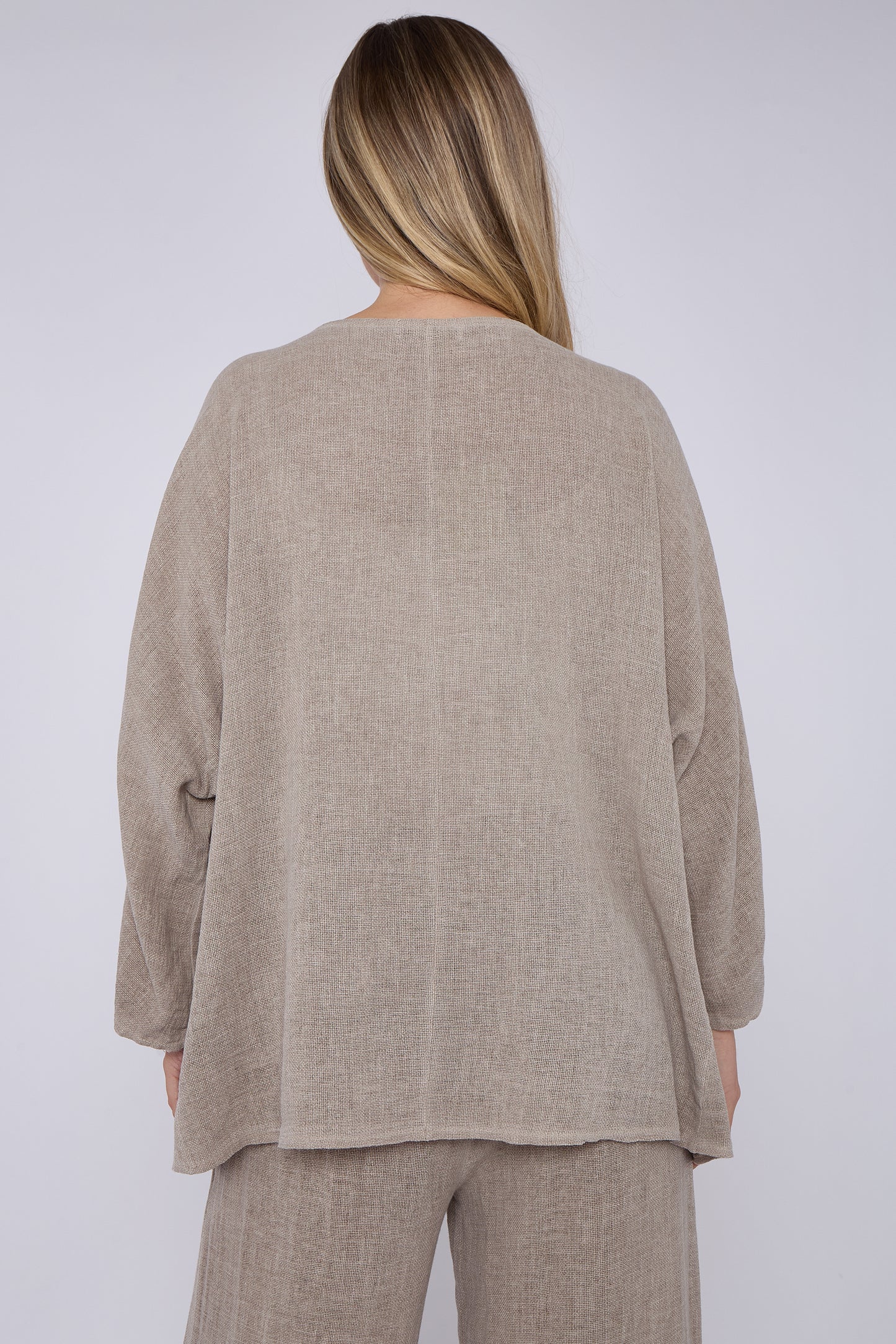 ONE BUTTON WASHED LINEN MIX V-NECK CARDIGAN