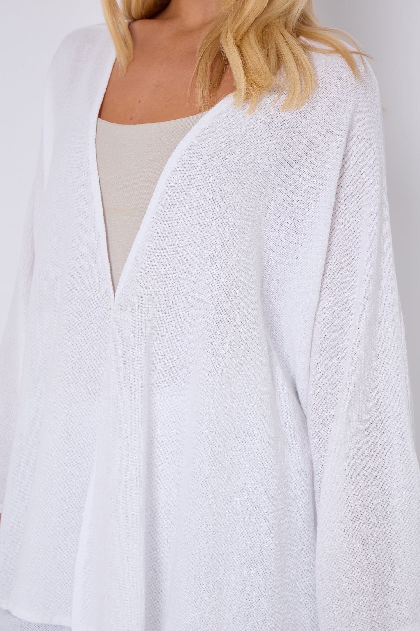 ONE BUTTON WASHED LINEN MIX V-NECK CARDIGAN