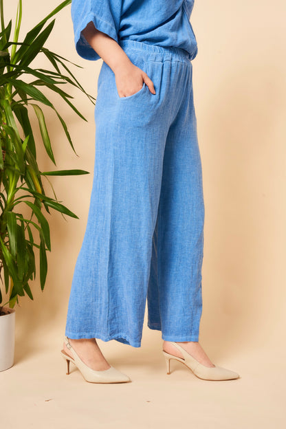 WASHED LINEN TWO POCKETS TROUSERS