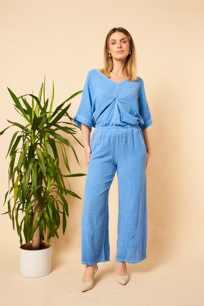 WASHED LINEN TWO POCKETS TROUSERS