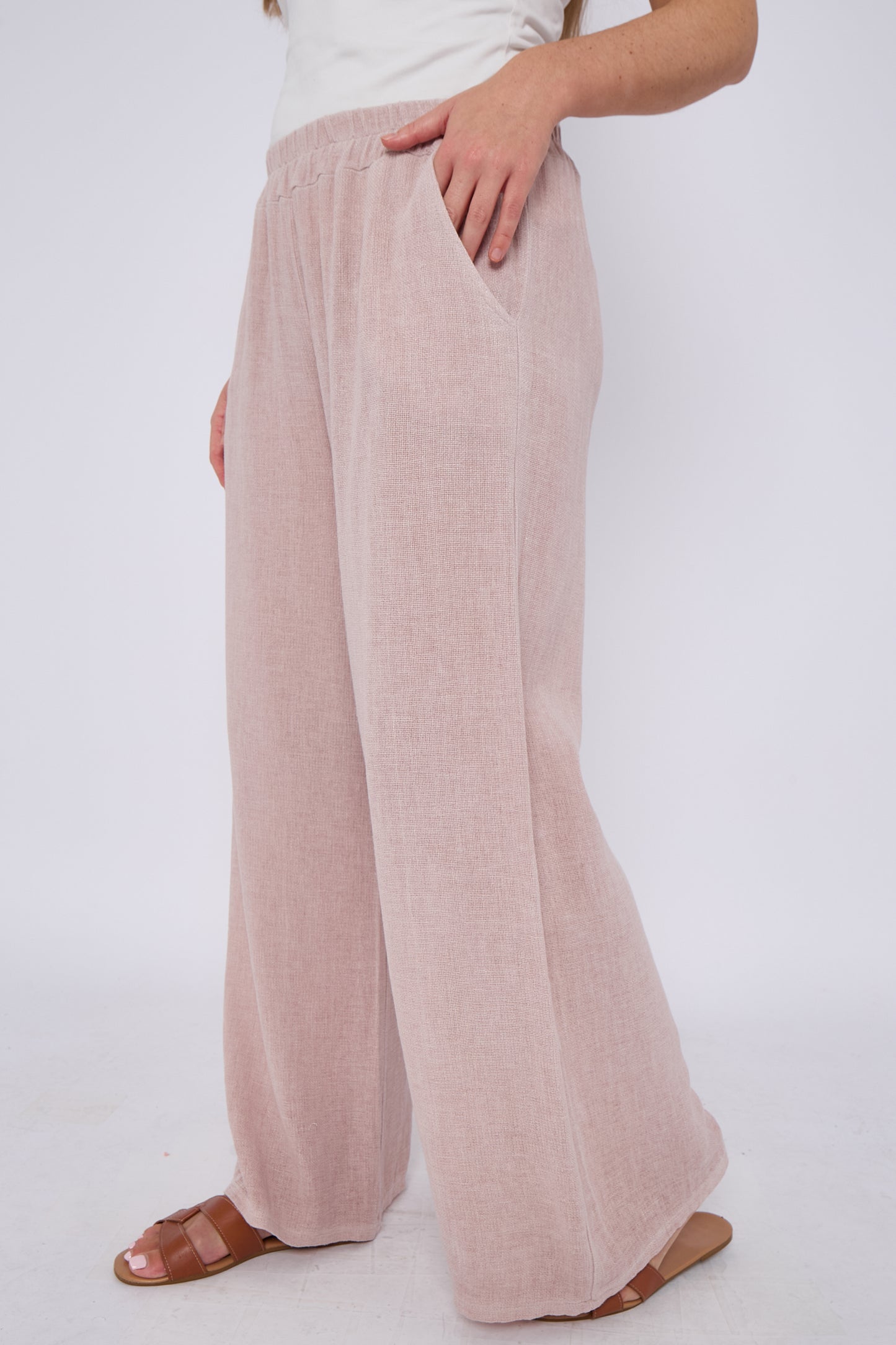 WASHED LINEN TWO POCKETS TROUSERS