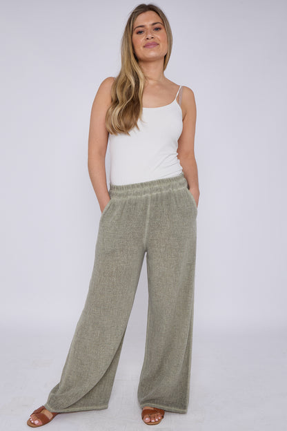 WASHED LINEN TWO POCKETS TROUSERS