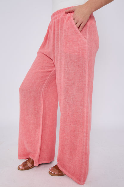 WASHED LINEN TWO POCKETS TROUSERS