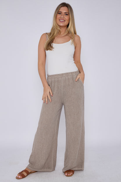 WASHED LINEN TWO POCKETS TROUSERS