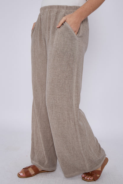 WASHED LINEN TWO POCKETS TROUSERS