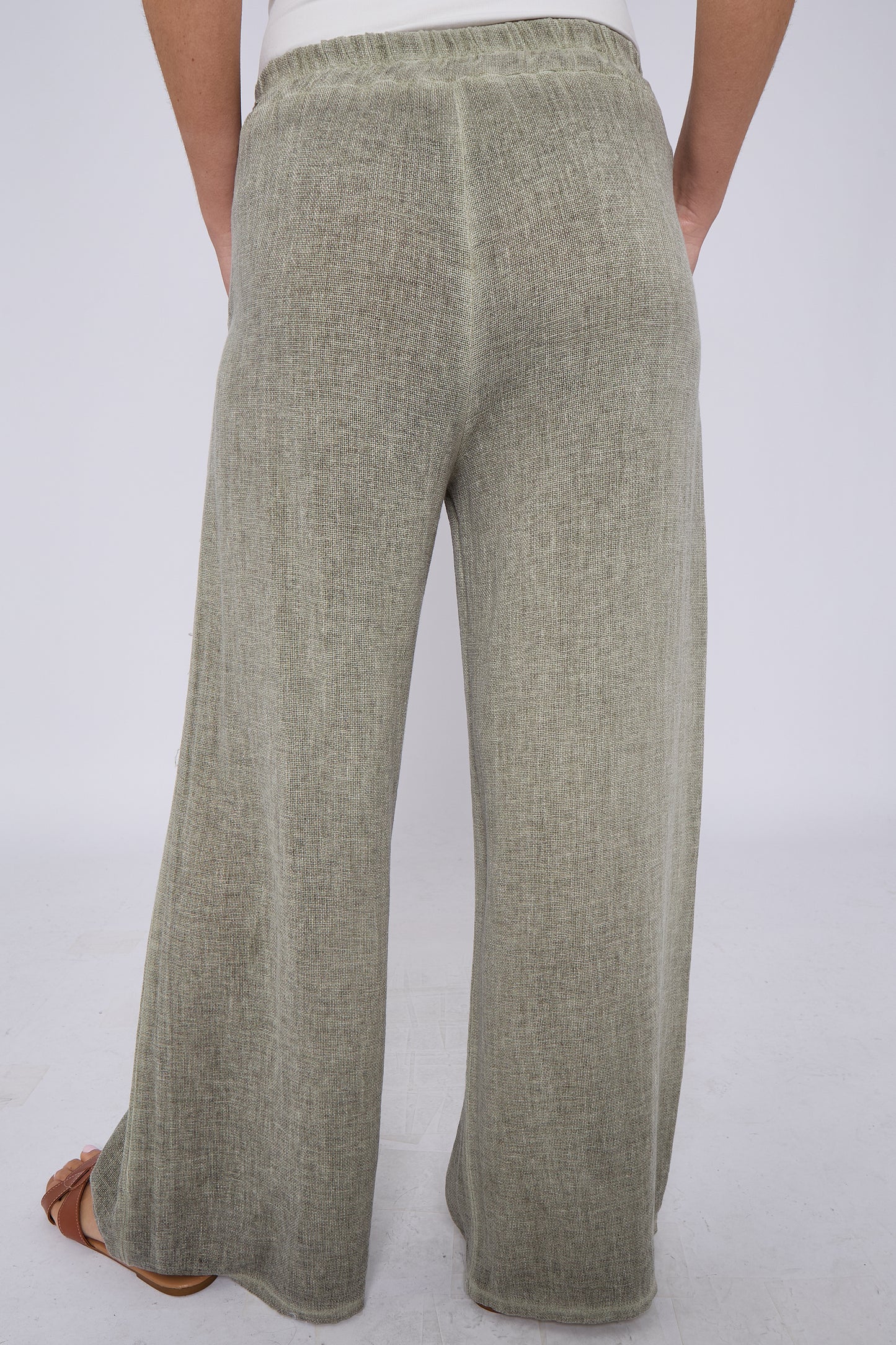 WASHED LINEN TWO POCKETS TROUSERS