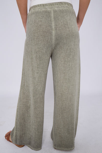 WASHED LINEN TWO POCKETS TROUSERS