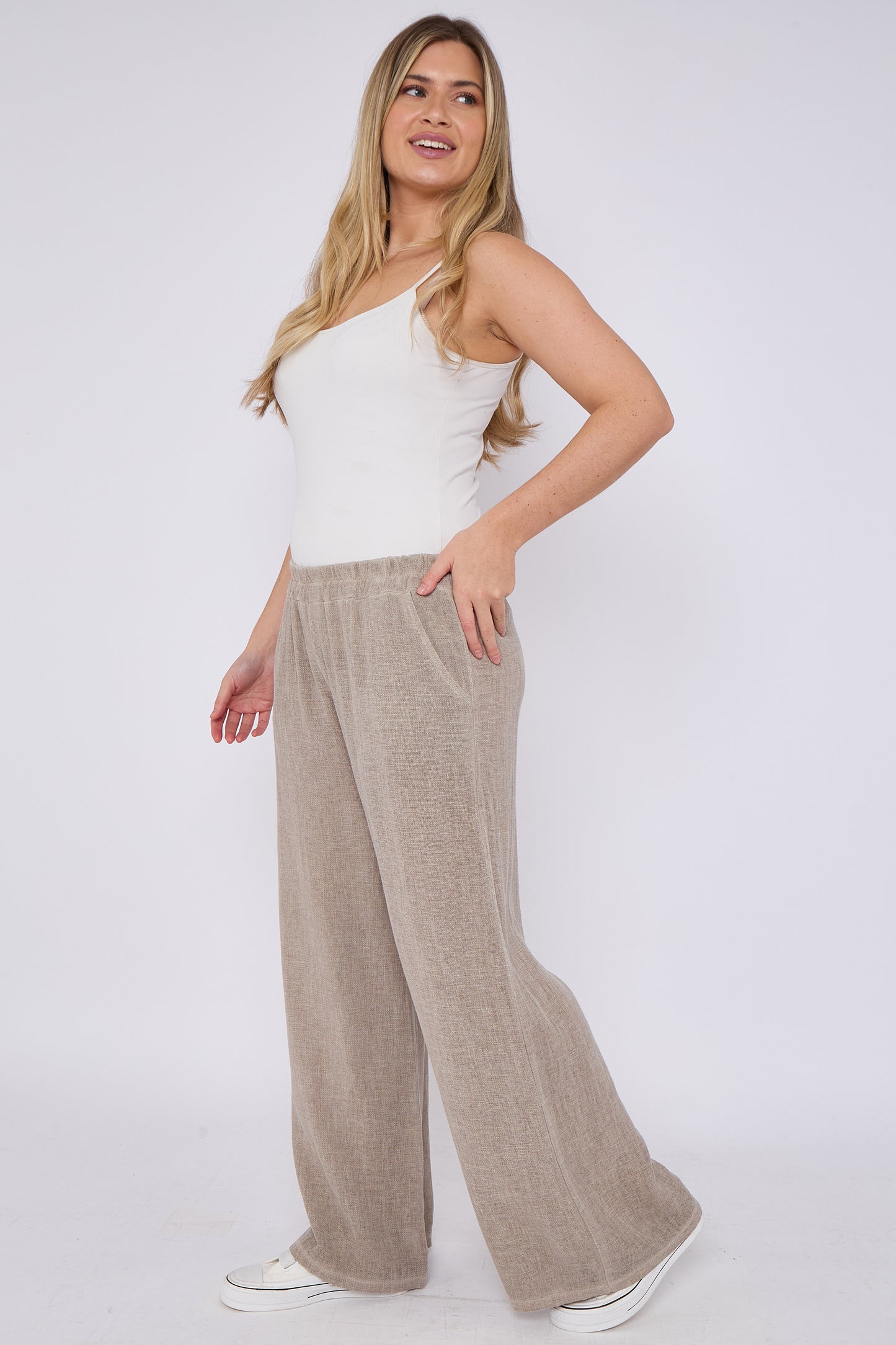WASHED LINEN TWO POCKETS TROUSERS