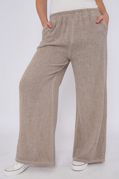 WASHED LINEN TWO POCKETS TROUSERS