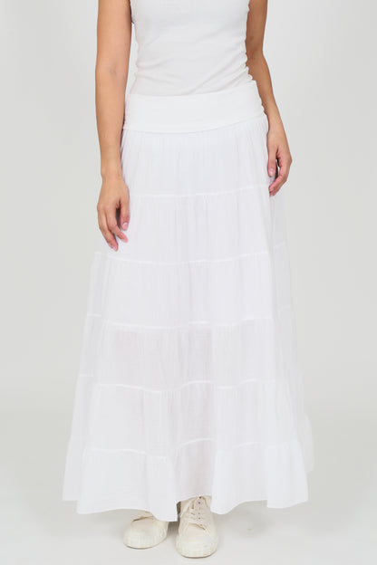High Waist Tiered Lined Cotton Skirts