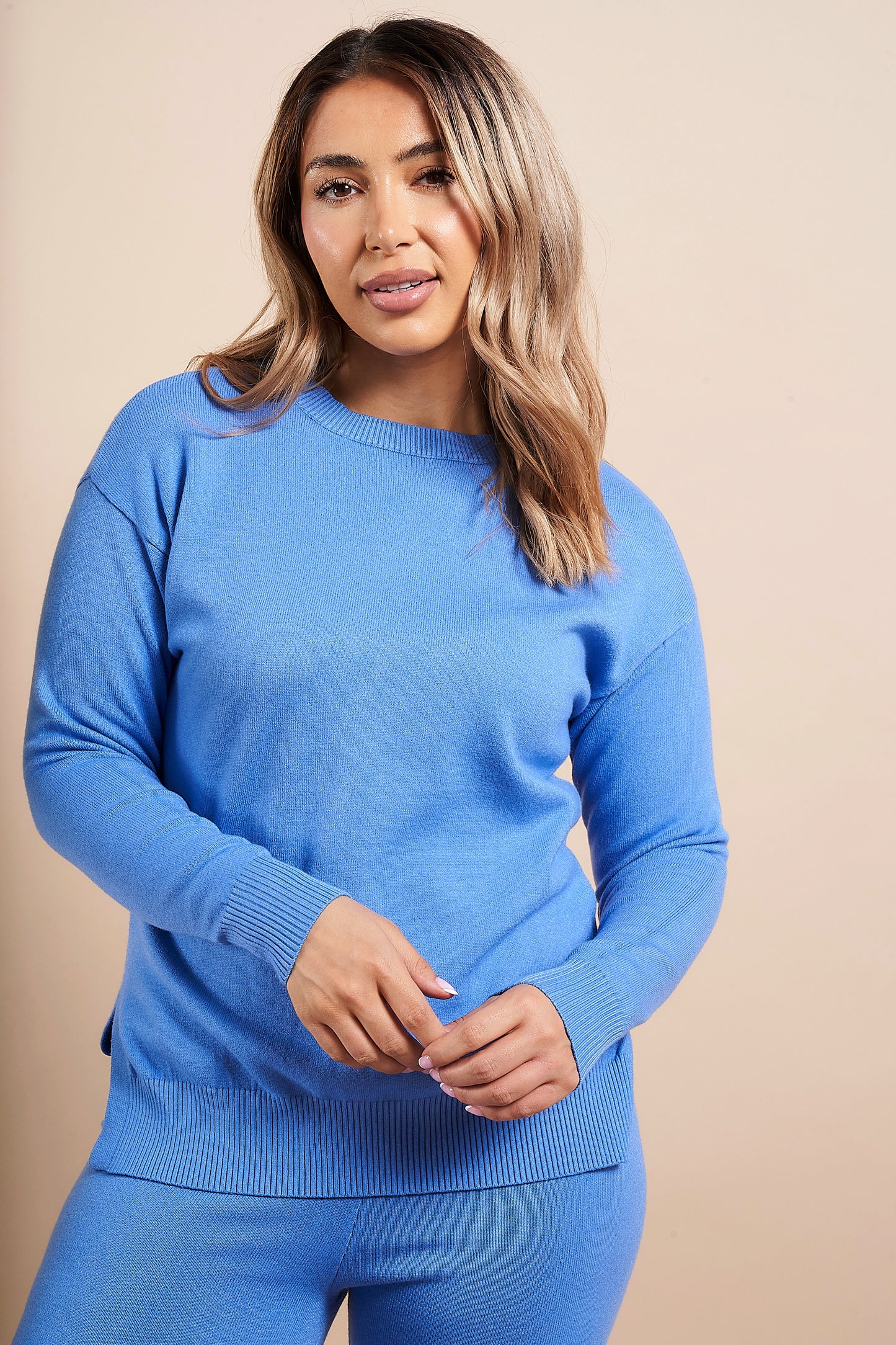 RIBBED HEM SOFT KNITTED JUMPER