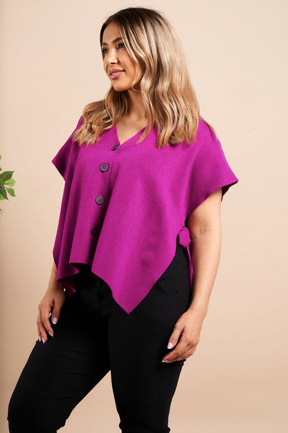 FOUR BUTTONS SIDE TIE CAPE