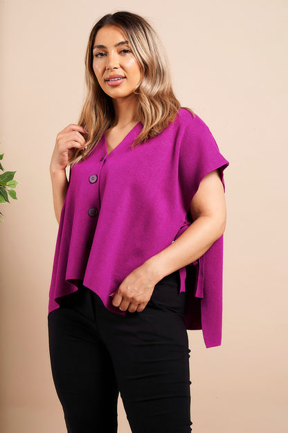 FOUR BUTTONS SIDE TIE CAPE