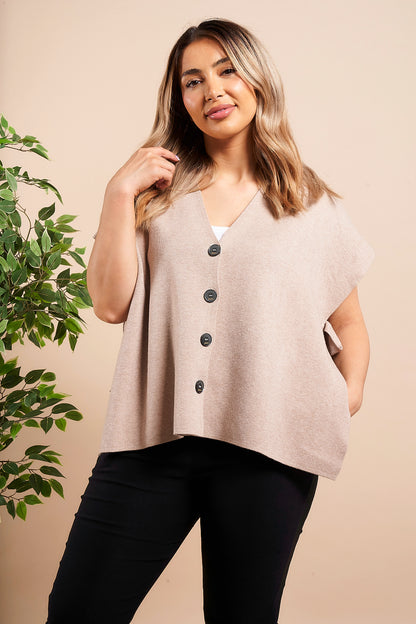 FOUR BUTTONS SIDE TIE CAPE