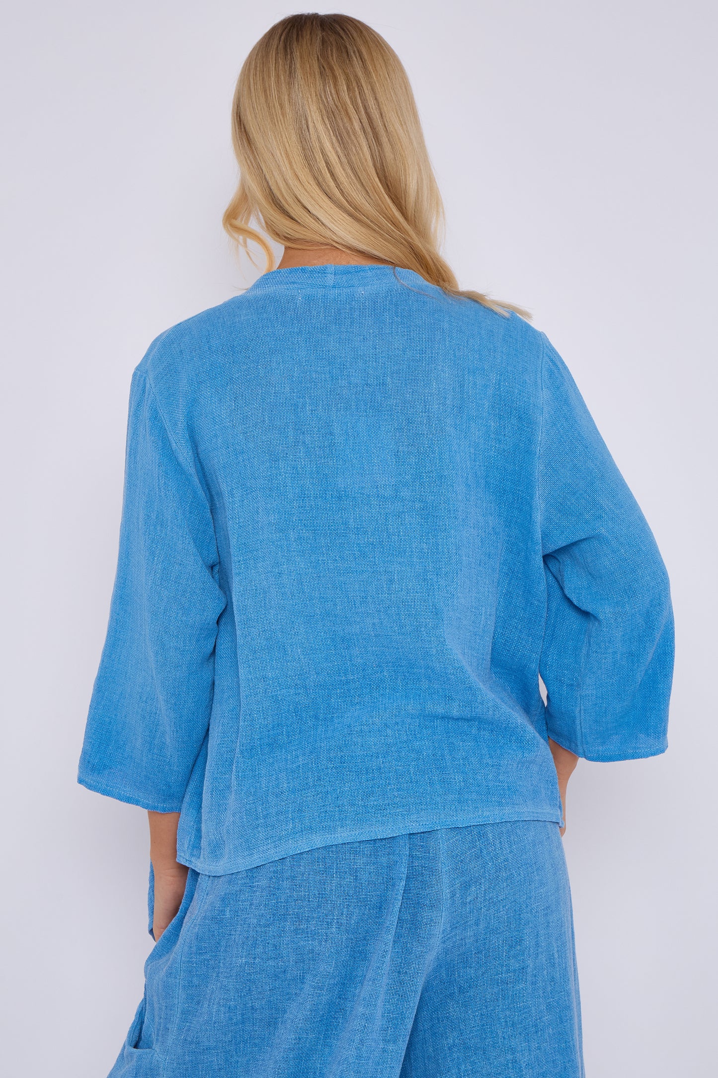WASHED LINEN WATERFALL SHRUG