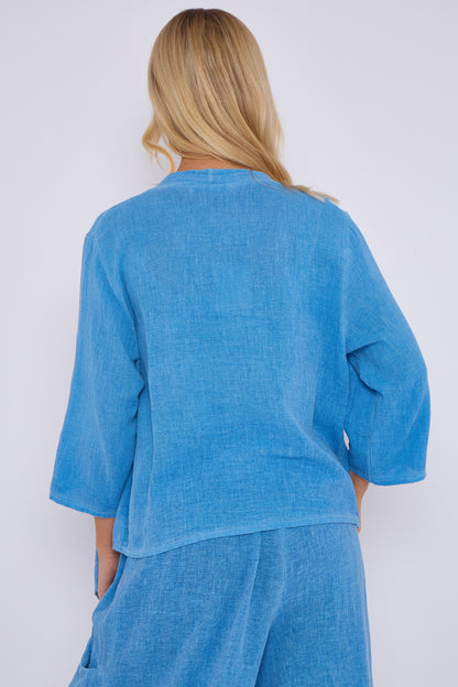 WASHED LINEN WATERFALL SHRUG