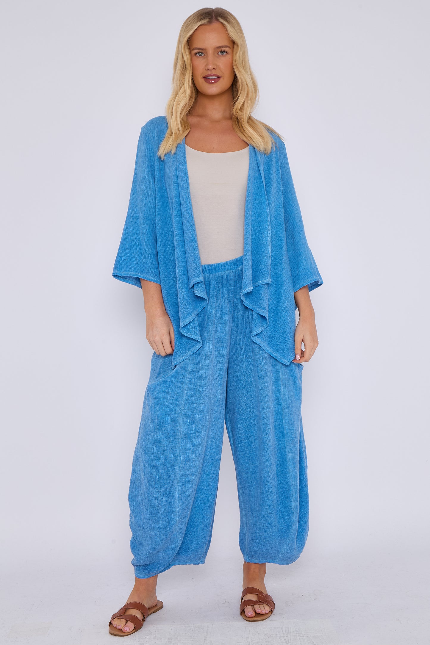 WASHED LINEN FRONT POCKET TROUSERS