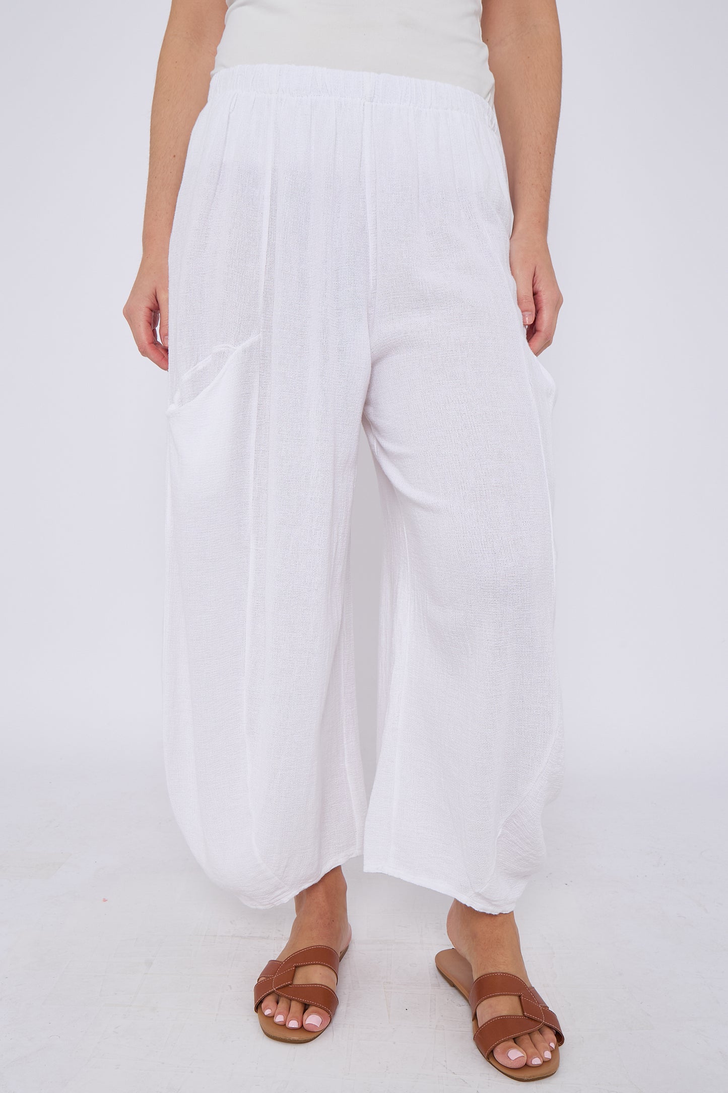 WASHED LINEN FRONT POCKET TROUSERS