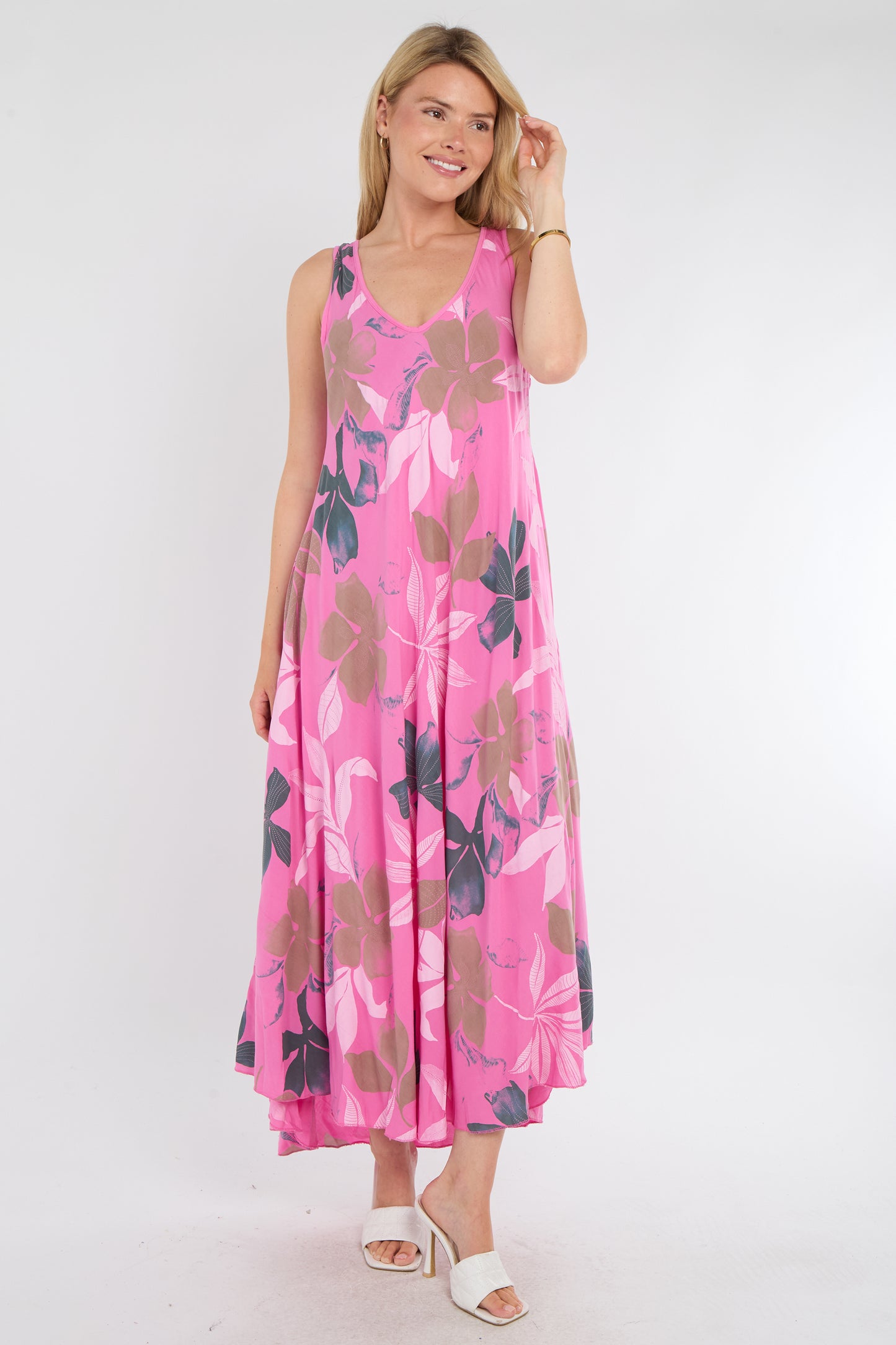 FLORAL SLEEVELESS A-LINE DRESS