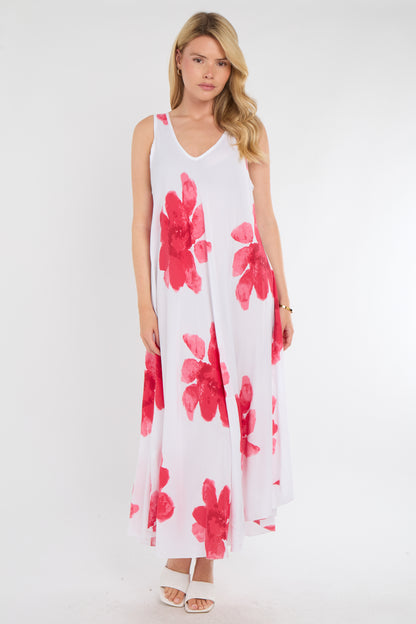FLORAL SLEEVELESS A-LINE DRESS