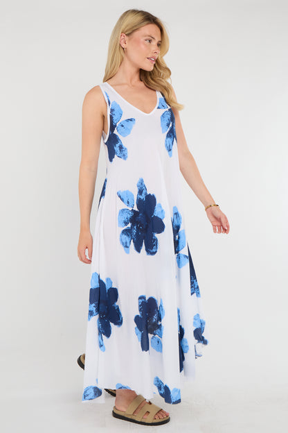 FLORAL SLEEVELESS A-LINE DRESS