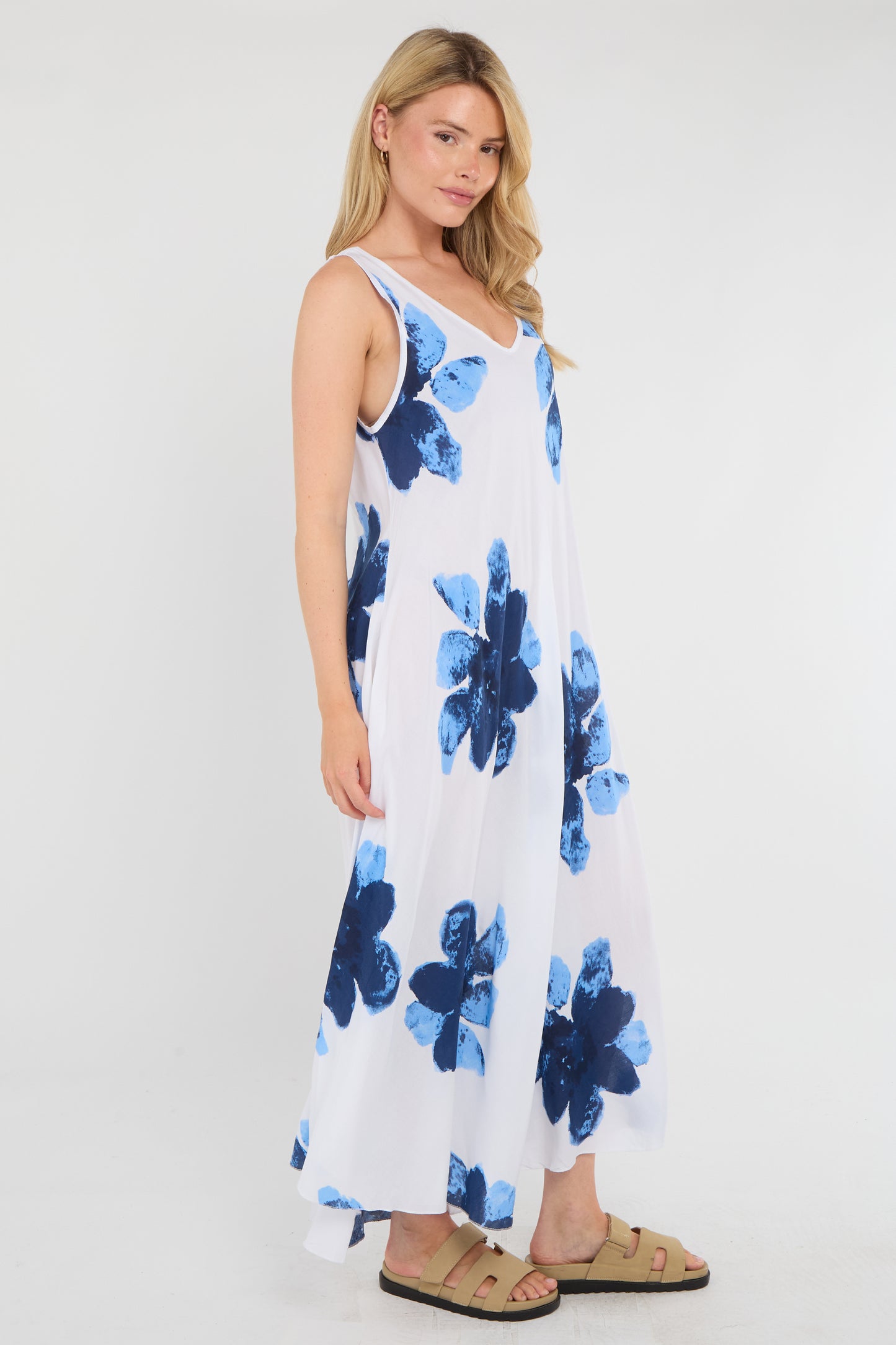 FLORAL SLEEVELESS A-LINE DRESS