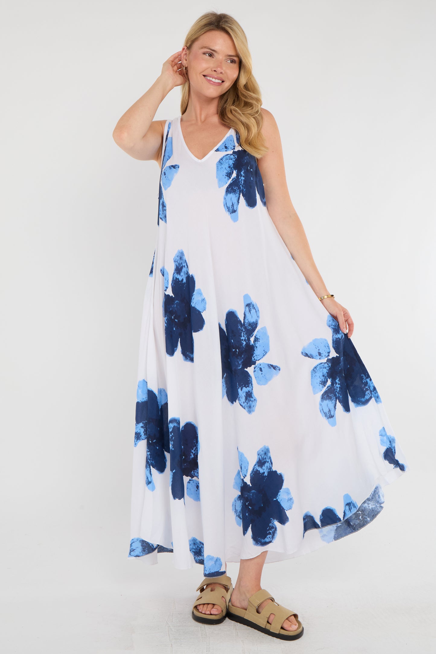 FLORAL SLEEVELESS A-LINE DRESS