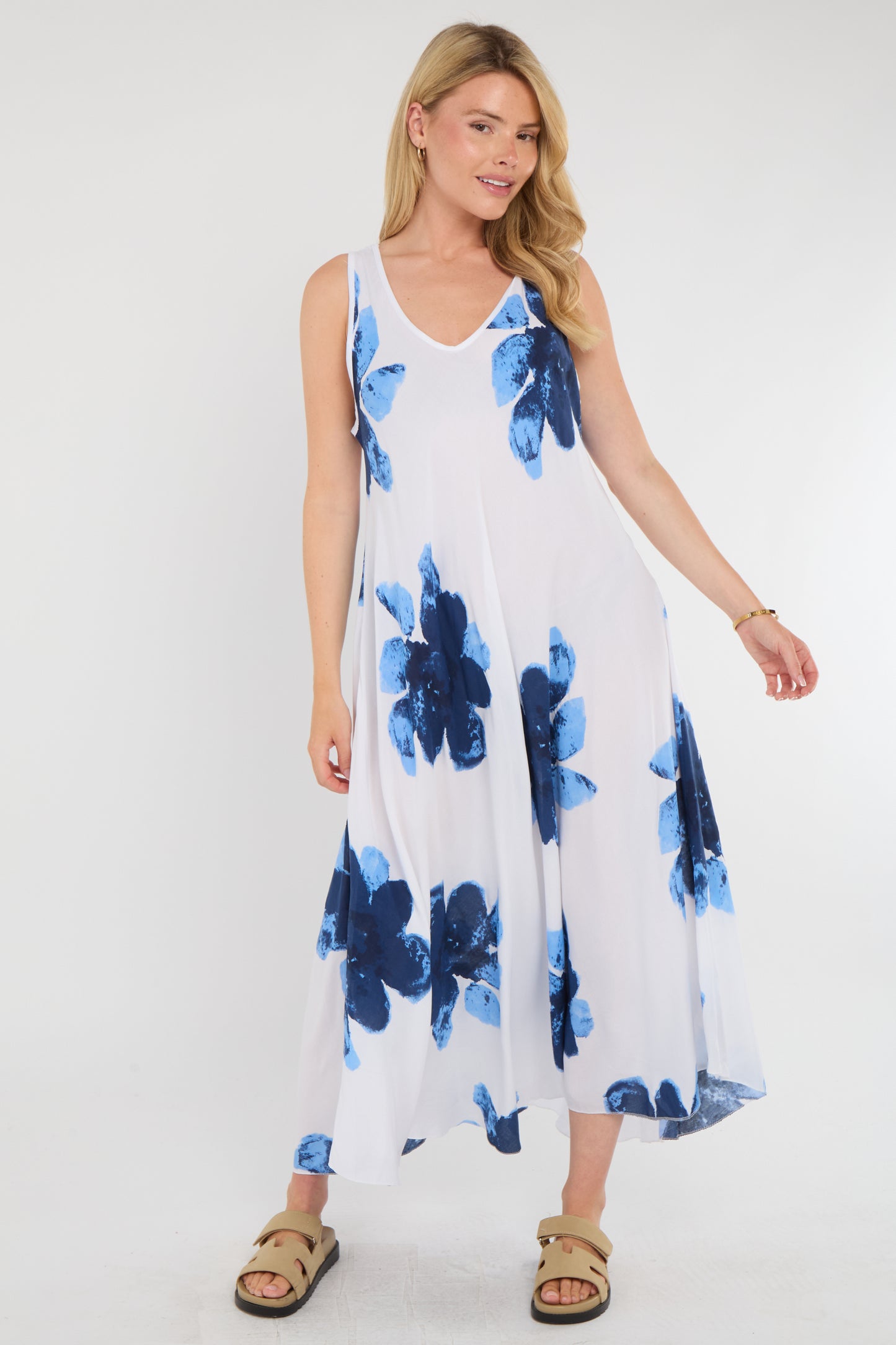 FLORAL SLEEVELESS A-LINE DRESS