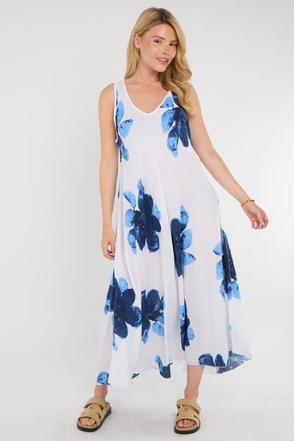 FLORAL SLEEVELESS A-LINE DRESS
