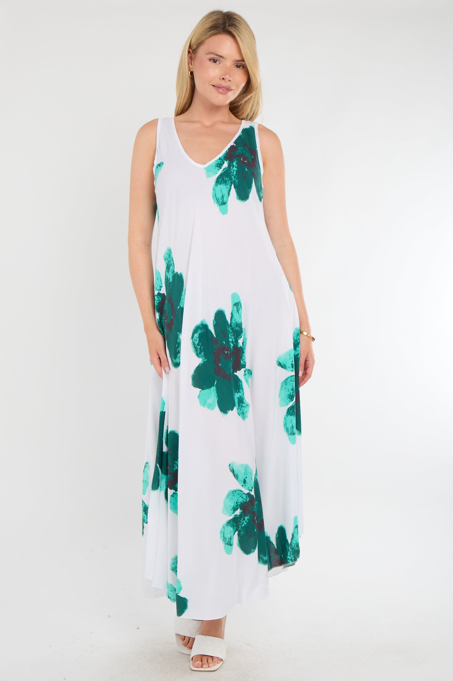 FLORAL SLEEVELESS A-LINE DRESS