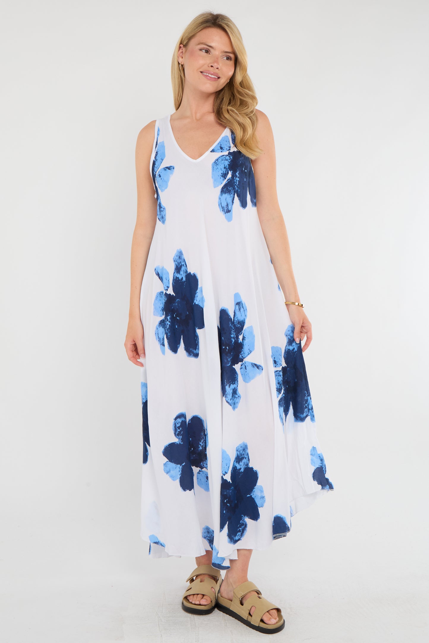 FLORAL SLEEVELESS A-LINE DRESS