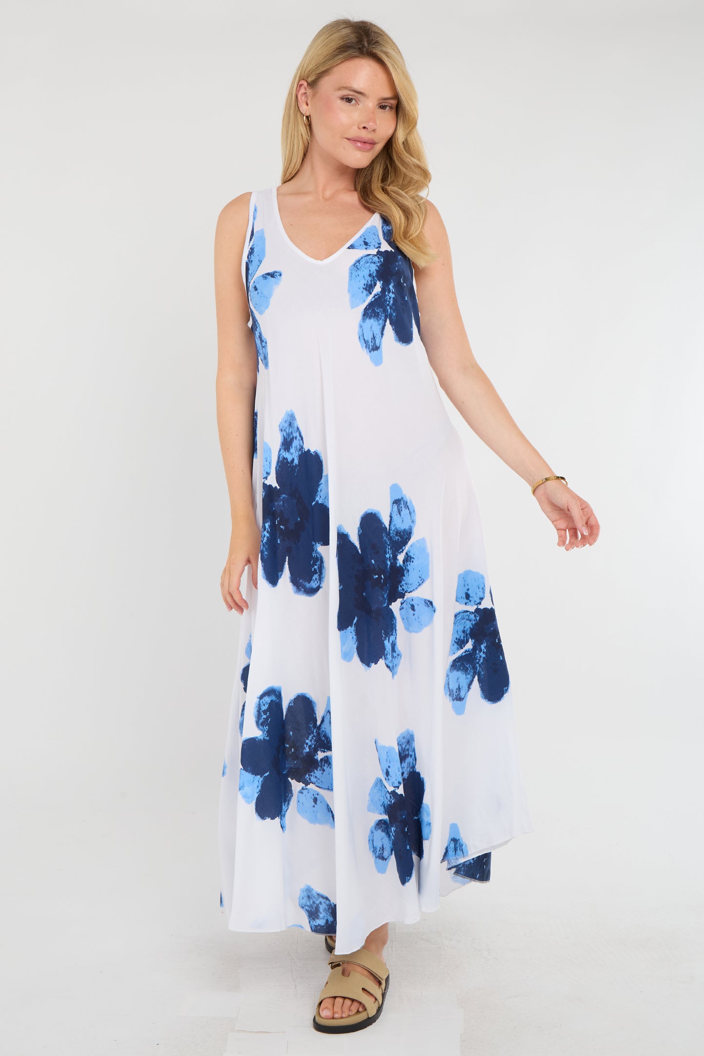 FLORAL SLEEVELESS A-LINE DRESS