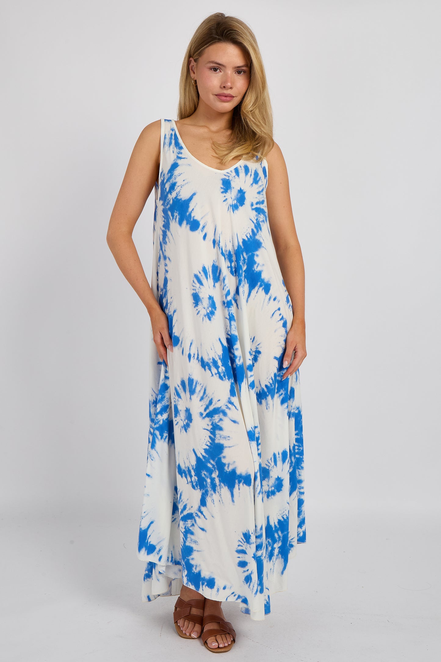 TIE DYE SLEEVELESS A-LINE DRES