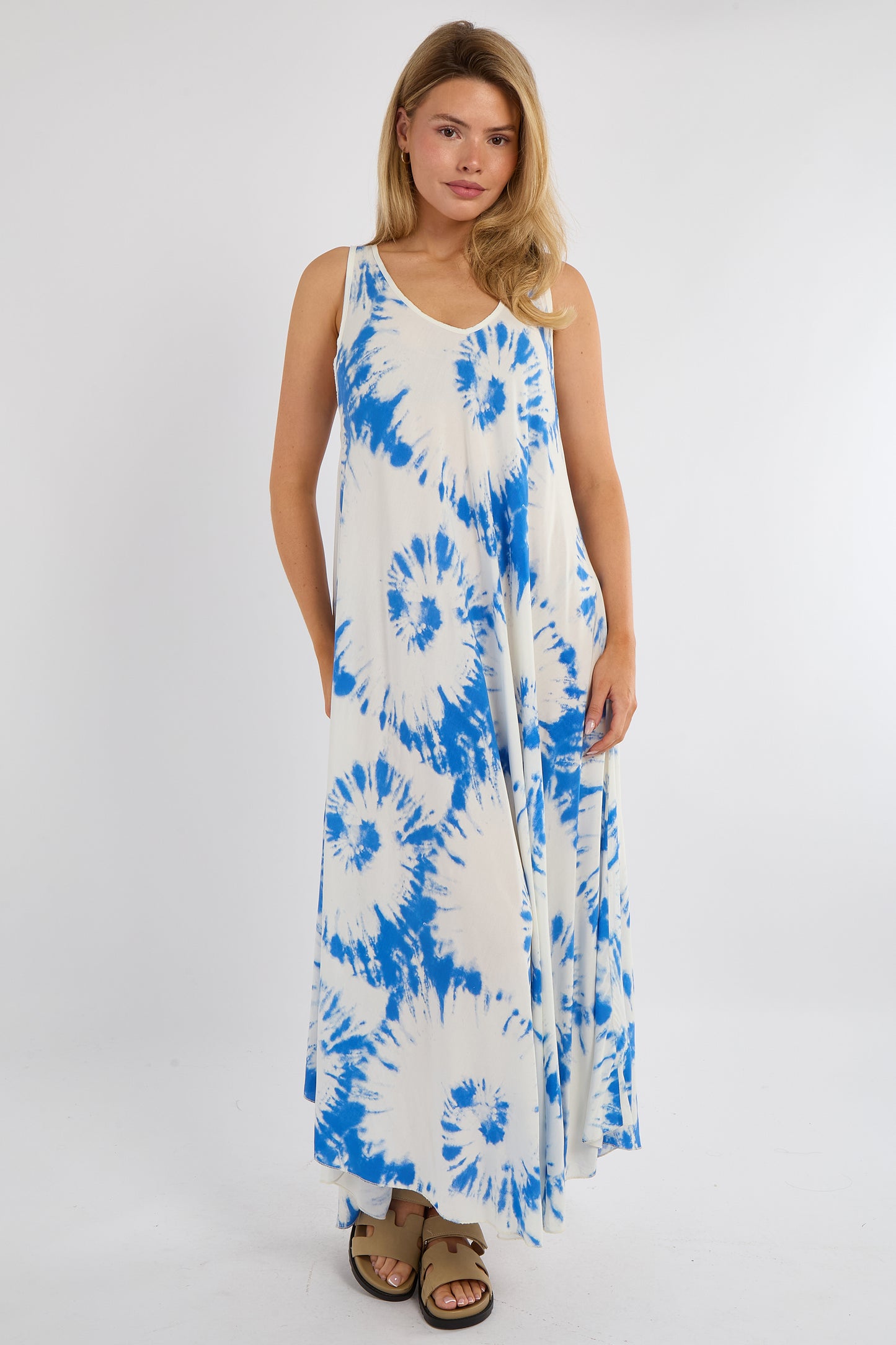 TIE DYE SLEEVELESS A-LINE DRES