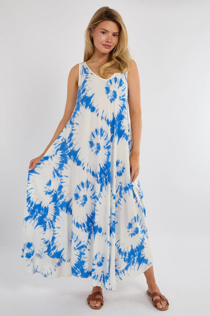 TIE DYE SLEEVELESS A-LINE DRES