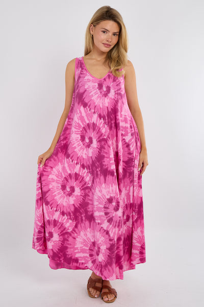 TIE DYE SLEEVELESS A-LINE DRES