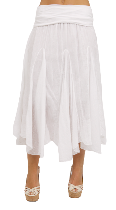 PLEATED COTTON MIDI SKIRT