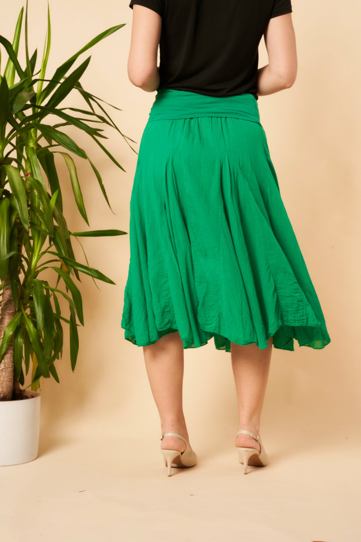 PLEATED COTTON MIDI SKIRT