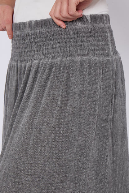 WASHED LINEN ELASTICATED HIGH WAIST SKIRT